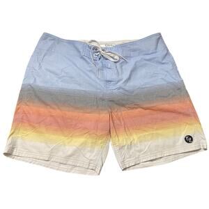 Ezekiel Men’s Board Shorts Size 36 Sunset Stripe Swim Trunks Surf Resort Beach